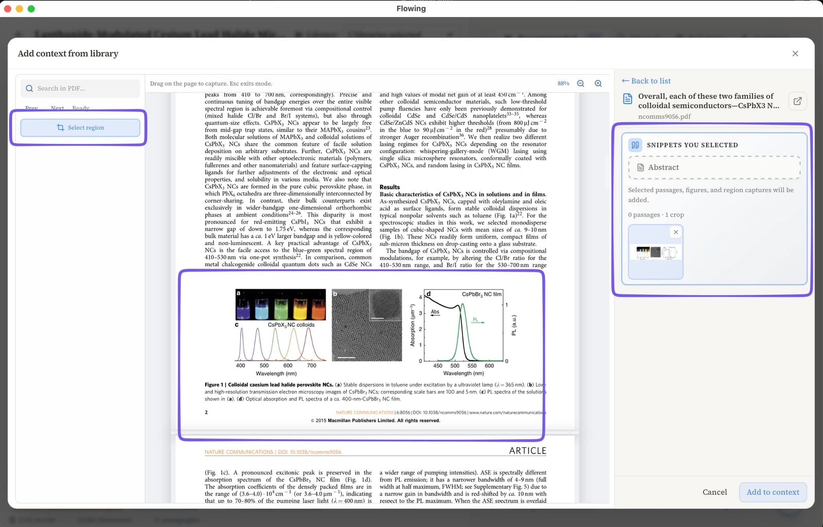 Boxing a chart or figure region to attach as image context