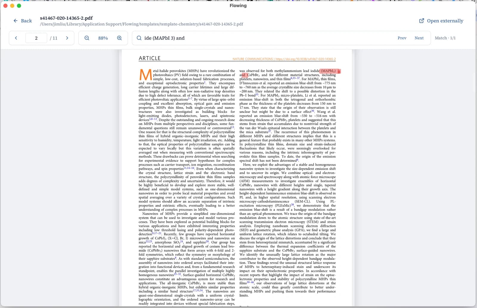 Hovering a manual search result thumbnail for full-page preview