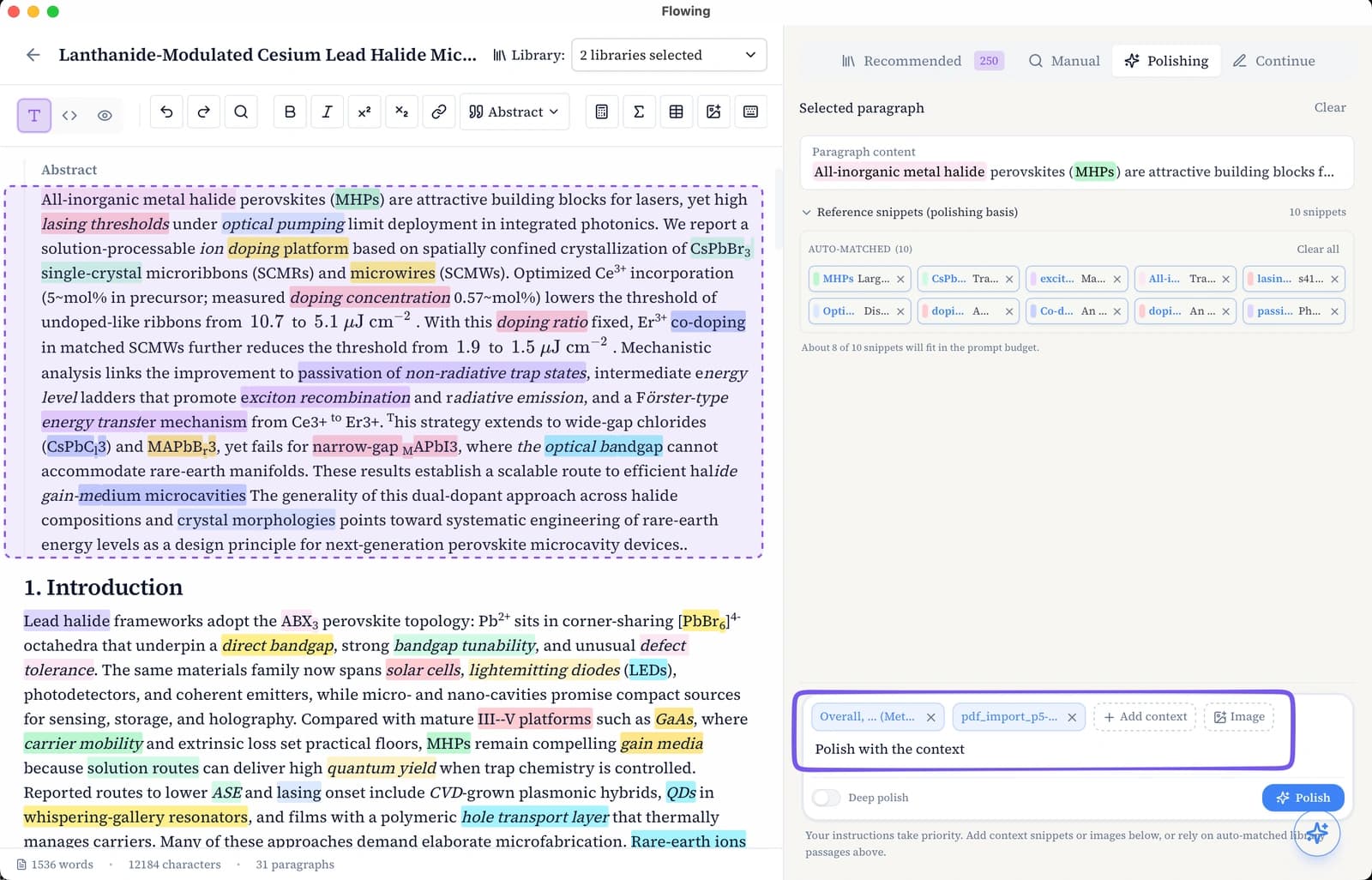 Adding text, images, and @context before content polish