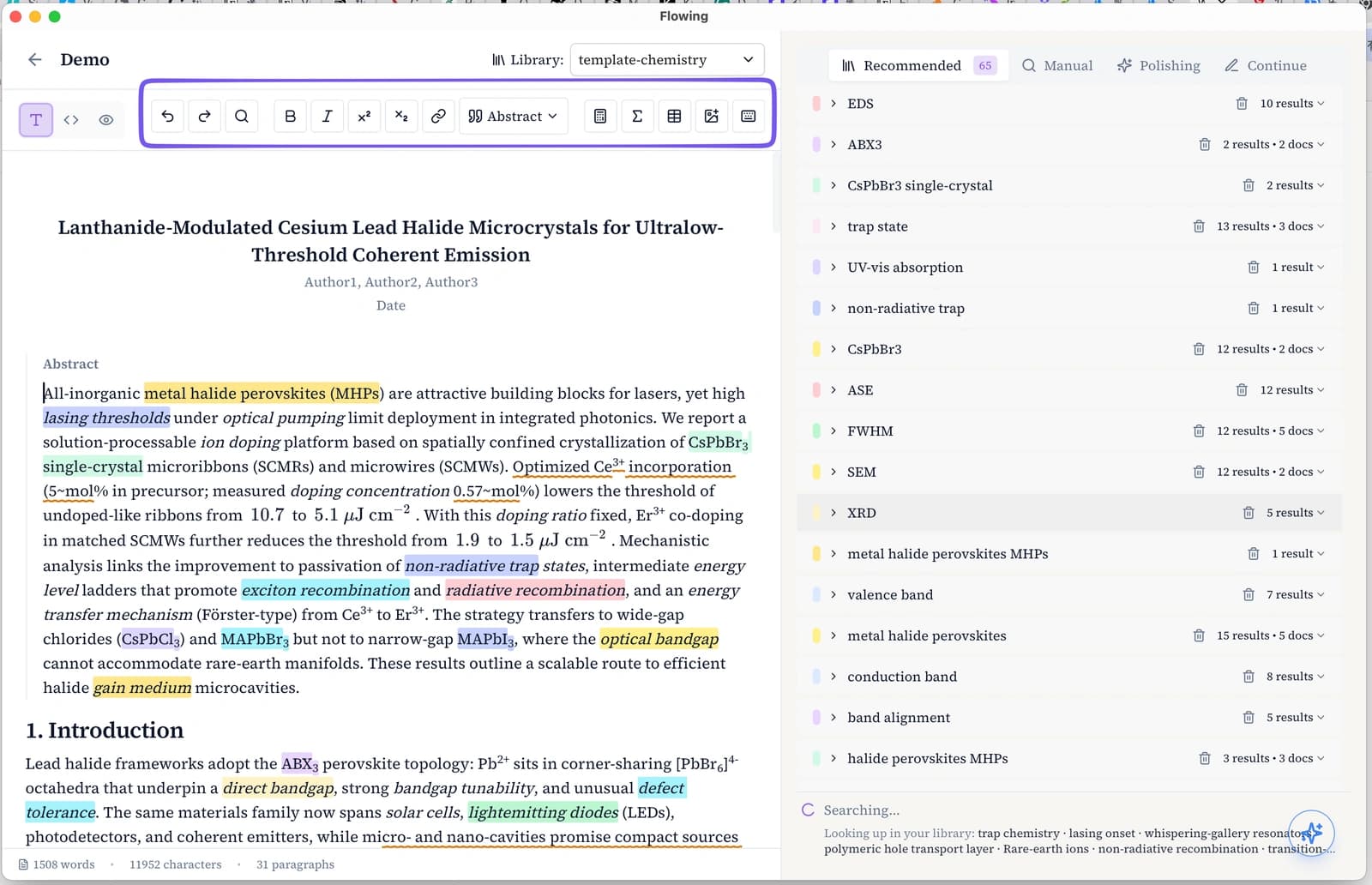 Editor formatting toolbar